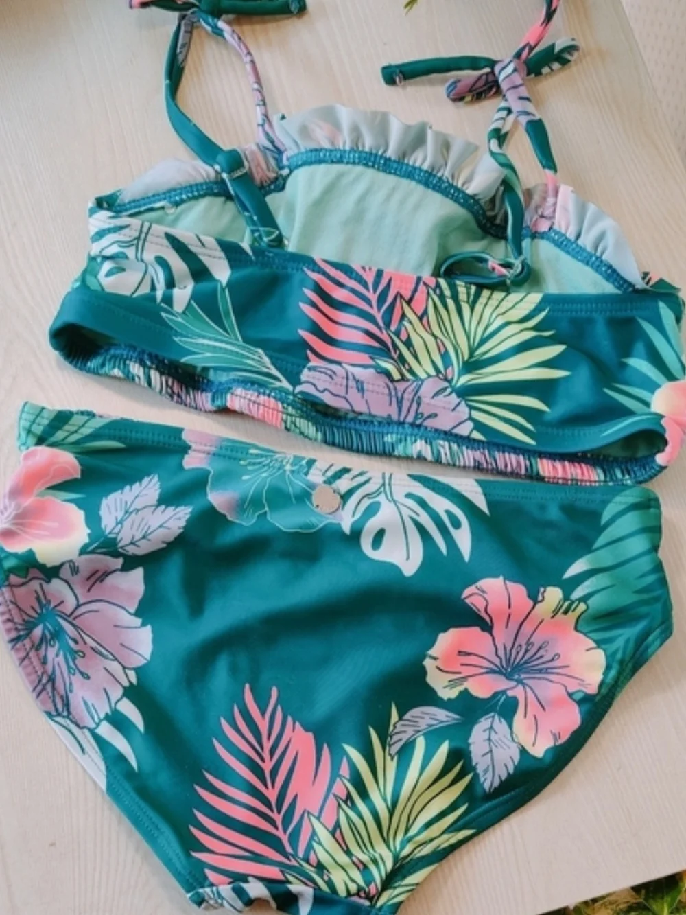 Justice Girls Teal Tropical Bikini Size M(10)